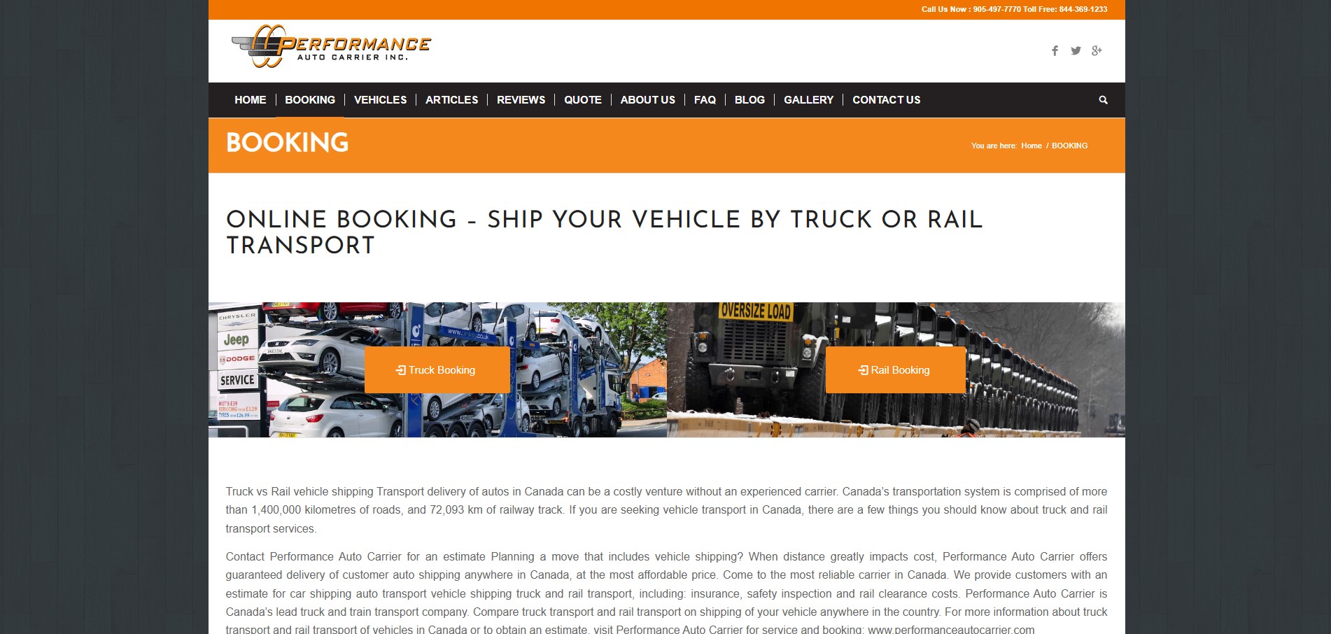 Performance Auto Carrier Website